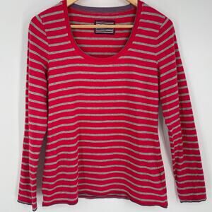 Boden Top Women’s 14 Gray & Red Striped Traditional NormCore